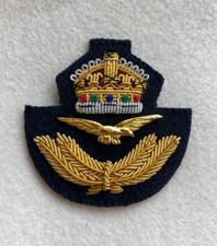 RAF Officers Kings Crown KC Embroidered Beret Badge Tudor Army Military Force
