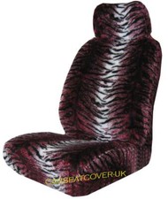 For MG MGTF RED TIGER SEAT COVERS FAUX FUR FRONT SEATS PAIR