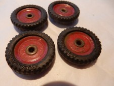 VINTAGE PLAYWORN MECCANO SOLID RUBBER  TYRES 35 MM DIAMETER X 4  b