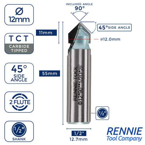 12mm degree 2 tct - 1/2",