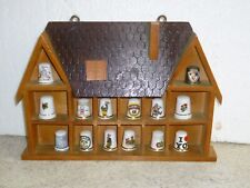 Vintage Wall Old House Style Cabinet with 14 Collectable Thimbles