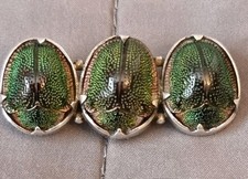 Antique Egyptian Revival Brooch Real Scarab Beetles Possibly Silver C1920 Rare 3