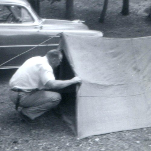 C1950s camping canvas - camping, man
