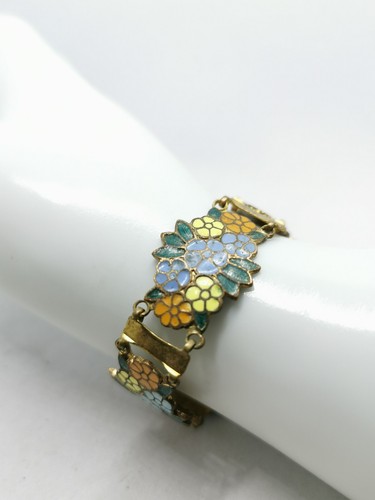 Antique art deco enamel flower - deco,