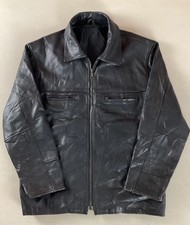 Vintage Leather Highwayman Jacket Bomber Jacket Black Size 50