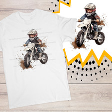 Personalised Child on Dirt Bike Children's Kid's Tee T-shirt Top, Motorbike