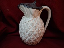 Antique Victorian Relief Moulded Pewter Lidded Stoneware Pineapple Jug 18cm