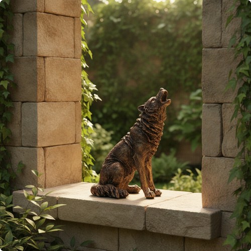 Howling wolf statue resin - howling,