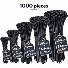 1000 black cable ties - cable, zip