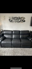 Black leather seater - black,