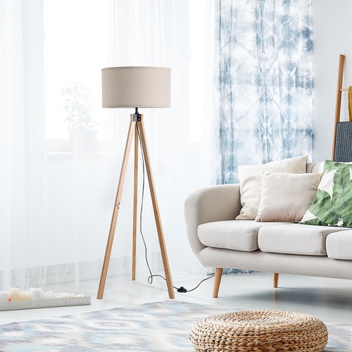Wood tripod floor lamp home - wood,