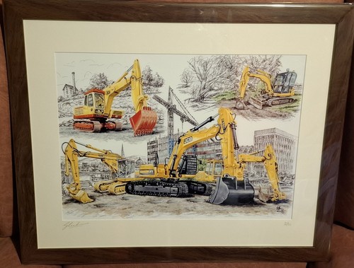 Framed jcb 80yrs picture - framed,