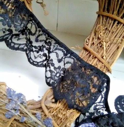 Black gathered frilled - gathered,