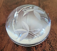 Clear Glass Dome Paperweight-Fuchia Design