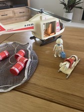 Vintage 1987 Playmobil 3789 Rescue Helicopter Air Ambulance Playset Incomplete