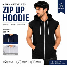 Men's Sleeveless Hoodie Zip Up