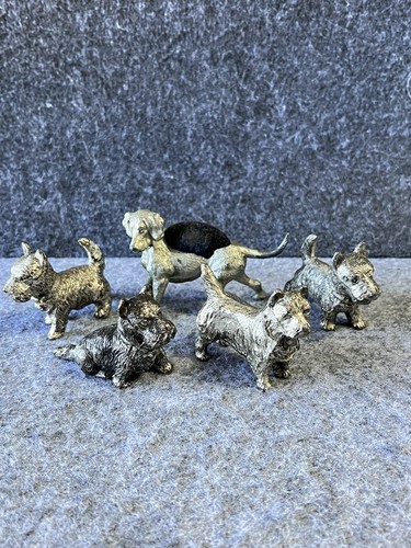 Vtg pewter dogs figurine - 5x,