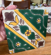 Antique Tile Davies & McDonald Tile Co Tile Moorish Design Floral NICE! c1930's