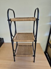 Freestanding Cane Rattan Metal Shelving Unit Storage Rack Shelf