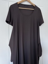 Ischiko Oska Stretchy Plum Tie Front Back Dress 10 S Short Sleeve