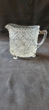 Antique Edwardian Pressed Glass, Three Footed 4'' Creamer/Milk Jug c.1905 VGC