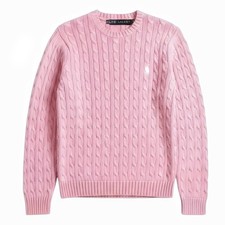 Ralph Lauren Cable Knit Jumper Pink Cotton Women's Size L Brand New Without Tags