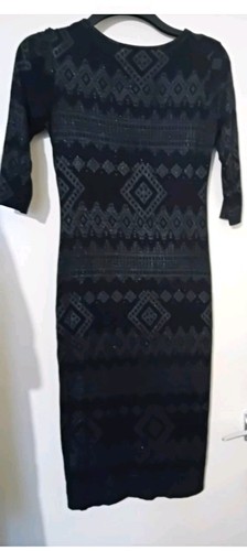 Izabel black geometric bodycon - izabel,