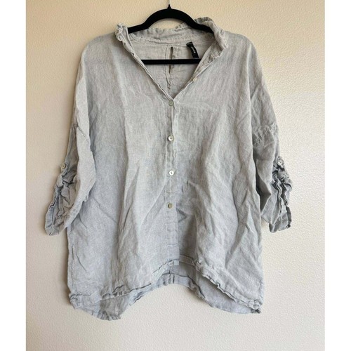 Venti6 gray linen oversized - linen,