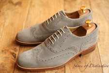 Grenson Grey Suede Oxford Brogue Lace Up Shoes Mens UK 8 F US 9 EU 42