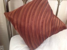 Silk cushion 16" x16" brown tiered pleated cushion with cushion pad pillow
