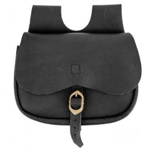 Black medieval leather belt - medieval,