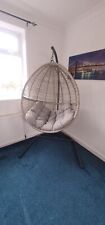 Hanging Egg Chair Outdoor Indoor Swing Chair Rattan Heavy Duty Frame Grey