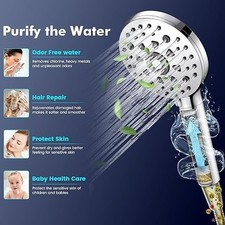 Digiroot Hard Water Filter Shower Head 15 Stage Shower Filter 7 Spray Set Chrom