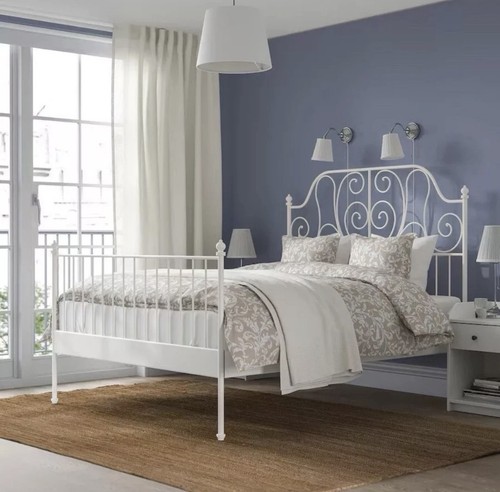 Ikea white king size bed - size, metal