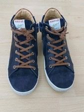 Pom D'Api Leather Suede Blue Lace Up Sneaker Zip Up Shoes, Size EU 34, UK 2