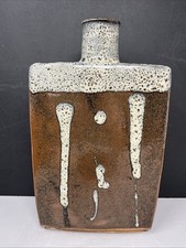 William ‘Bill’ Marshall Stoneware Bottle Tenmoku Glaze Cream Pour 31cm #2459