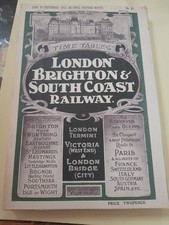 1912 - LONDON BRIGHTON & SOUTH COAST RAILWAY TIMETABLE - 165 PAGES FOLD OUT MAP