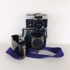 Vintage Zenit-E Camera & Original Case Chinon Lens 1:28 35mm Used EB08JH
