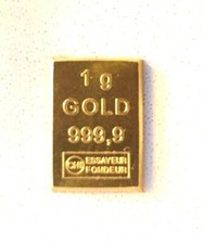 GOLD Suisse One Gram 999 Bullion Gold Bar - Valcambi 1 Gram - 24ct Swiss Bullion