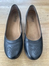 Women’s HOTTER black leather low heel shoes, style “Epic”, size UK4.5