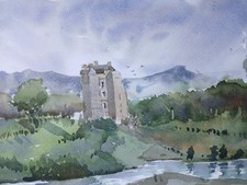 Scottish Castle Scene Watercolour Painting - Signed Original 