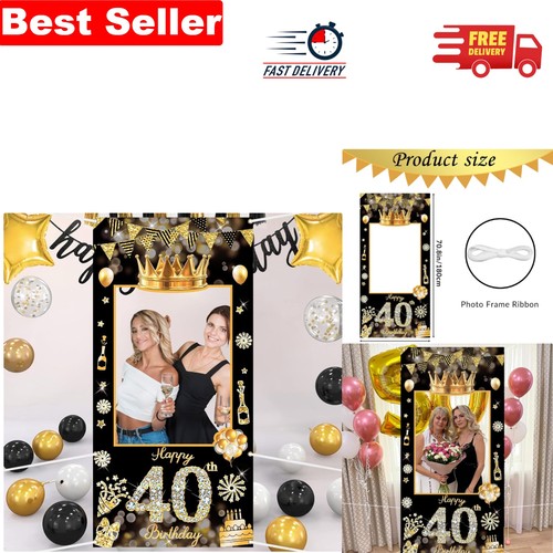 Giant black gold 40th birthday - black,