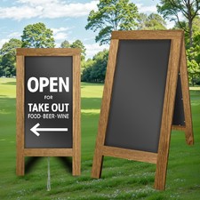 PAVEMENT SANDWICH A-BOARD WITH WOODEN FRAME & BLACKBOARD FOR menu Board NEW
