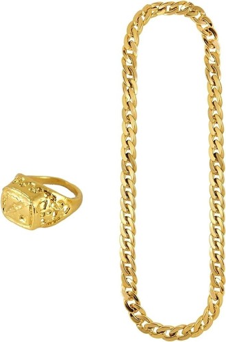 Kids gold gangster chain - gold, chain+ring