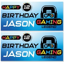 Personalised Gaming Gamer Birthday Banners Party Decorations ANY NAME AND AGE