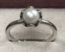 Genuine Pandora Sterling  Silver Pearl Gem Set Ring ,Size 54 Hm Ale S925 54