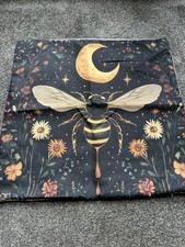 Moon, bee, flowers whimsical cushion Cover 45x45cm Zip Fastening 
