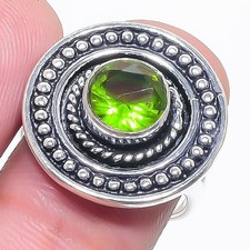 Green Peridot Gemstone Handmade 925 Sterling Silver All Size Ring For Gift
