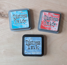 Tim Holtz Distress Ink Stormy Sky Distress Oxide Peacock Feathers Spiced Apple