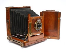 Antique Houghton "The Victo" Half Plate Camera, Emil Busch Rapid Aplanat No2 8"